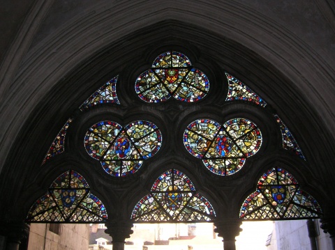 Westminster Abbey, detail of stained glass